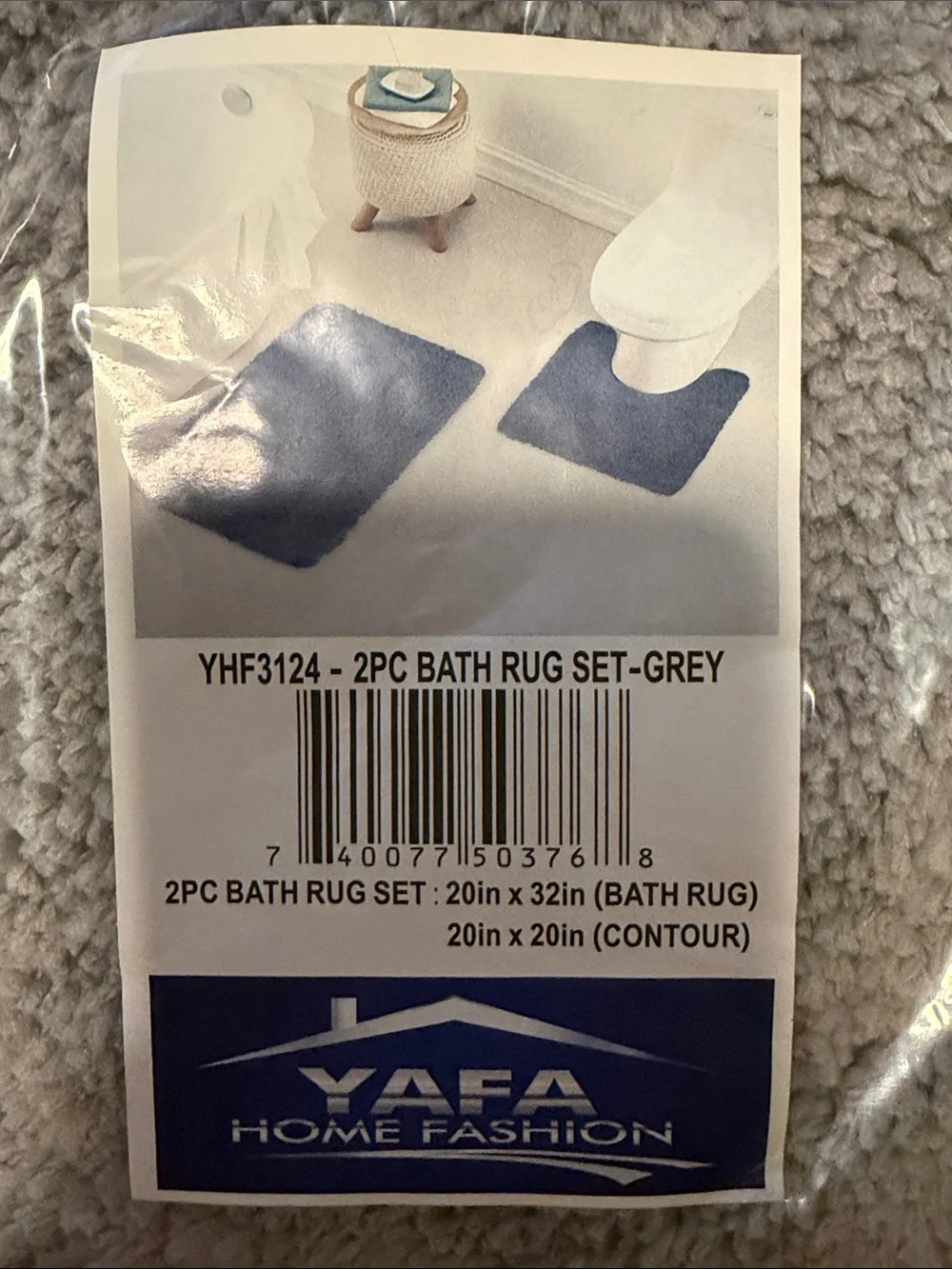 Yafa Home Fashion Gray Plush Bath Rug Set
